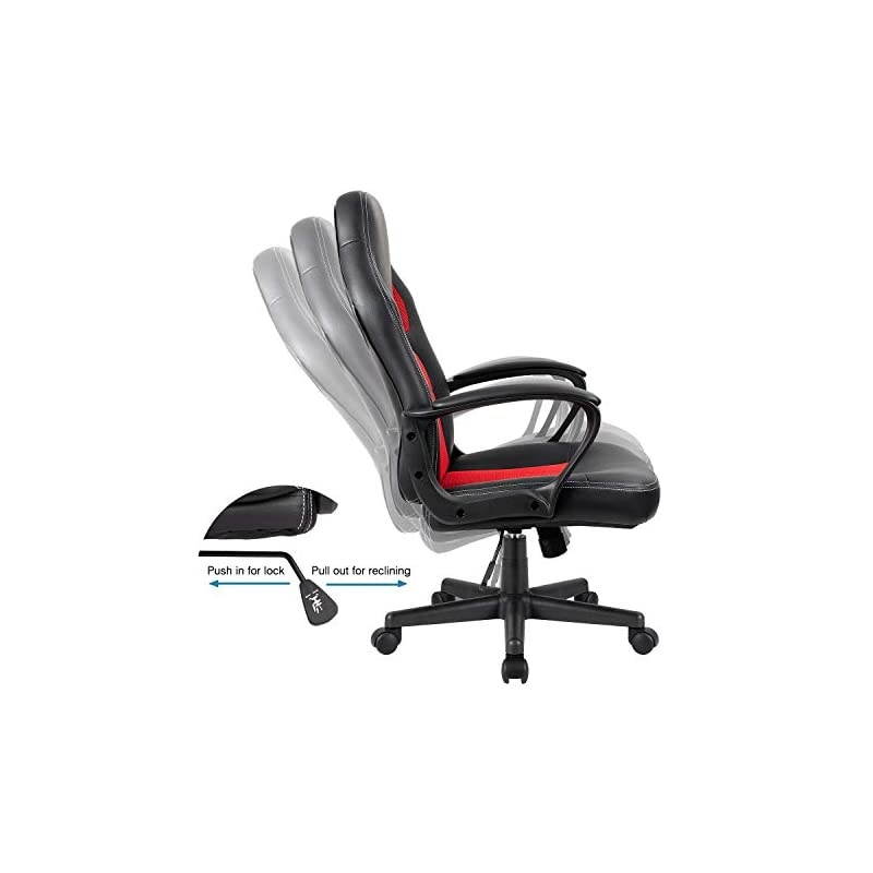 Office Chair Leather Desk Gaming Chair, High Back Ergonomic Adjustable Racing Chair,Task Swivel Executive Computer Chair Headrest and Lumbar Support (Red)