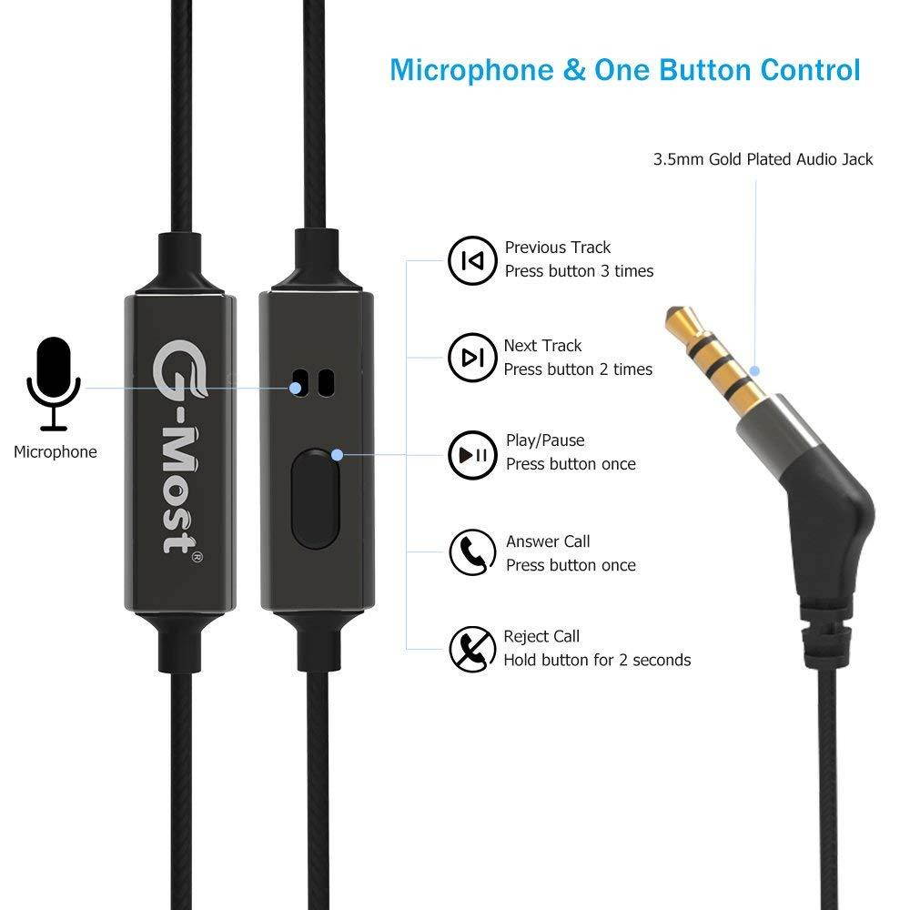 G-Most E8 Genuine Wood in Ear Headphones Earbuds with Microphone, Dual Dynamic Driver Earphones Noise-isolating Headset with Deep Bass and 1 Button Control for iPhone, iPad and Android Devices