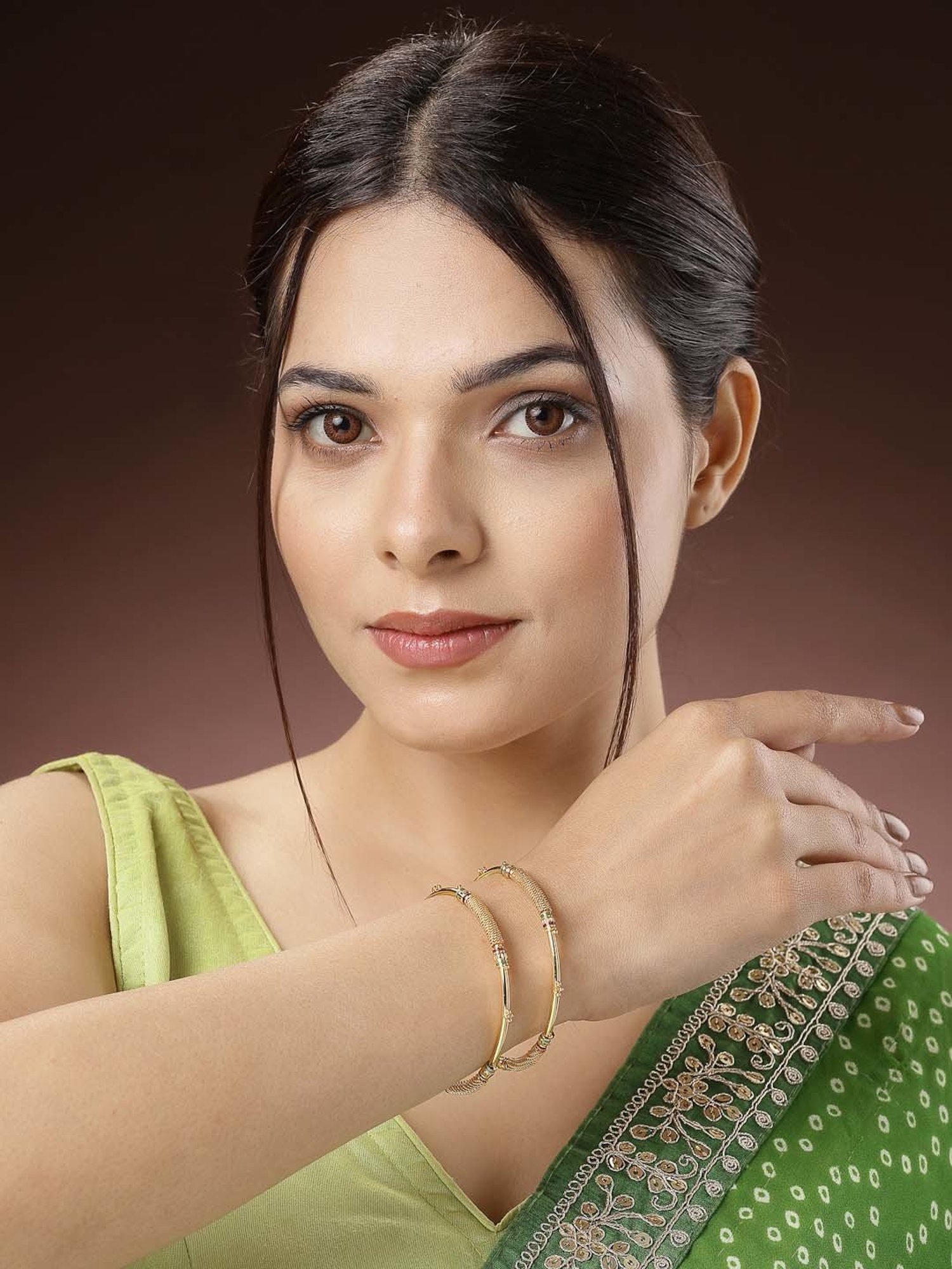 NVR Gold-Plated Handcrafted Traditional Bangles for Women - Set of 2