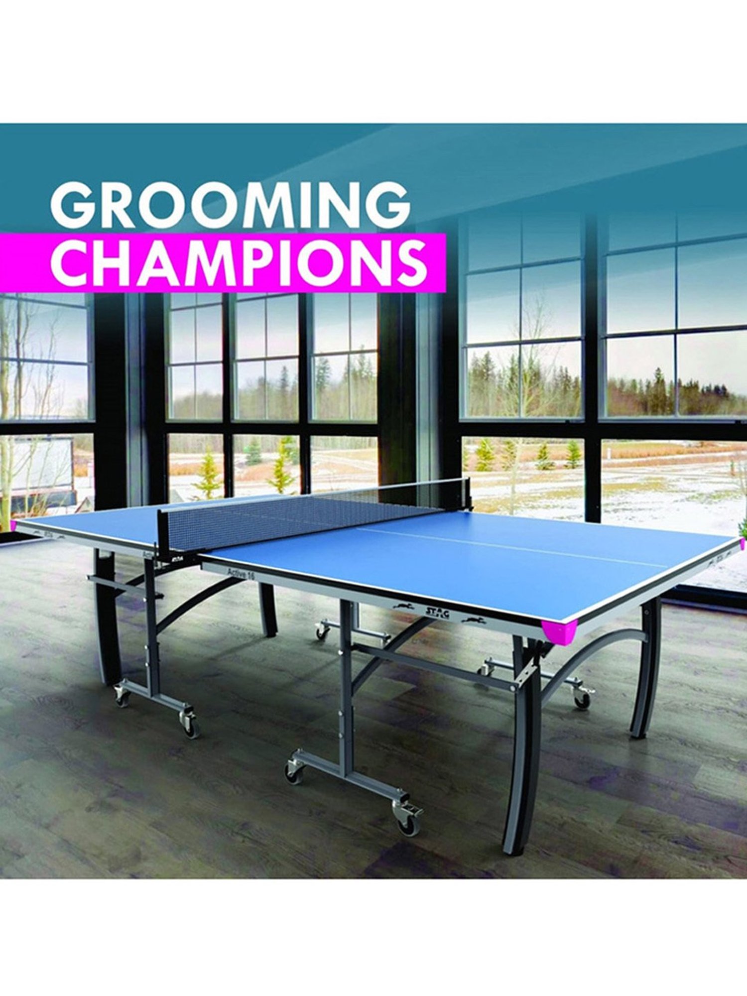 Stag Global 16mm Active Series Professional Quick Easy Setup Table Tennis Table (Blue)