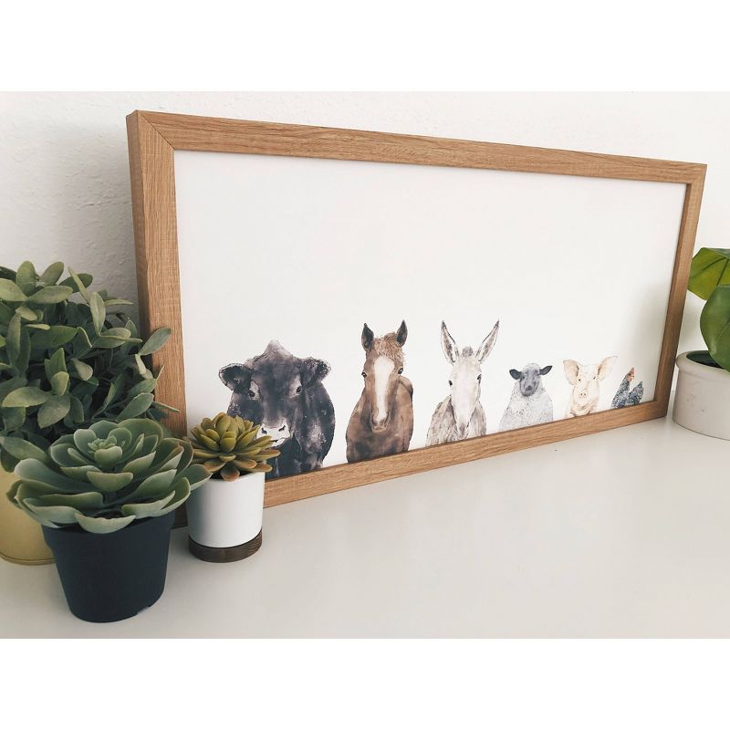 28" x 14" Farm Animals Art Board Rustic Brown - Petal Lane