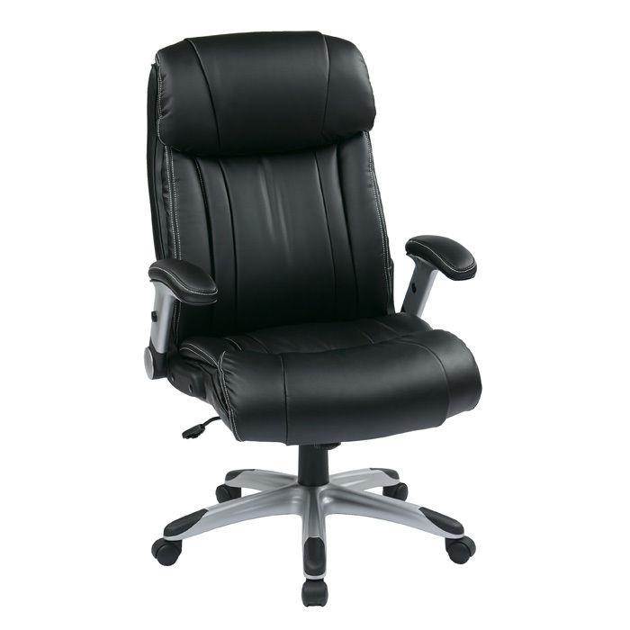 Office Star-Work Smart ECH38665A-EC3 Executive Eco Leather Chair in Silver-Black