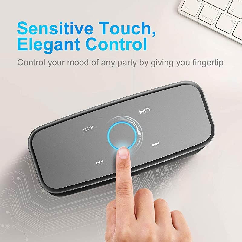 SoundBox Touch Portable Wireless Bluetooth Speakers with 12W HD Sound and Bass 20H Playtime Handsfree Speakers for Home TravelGunmetal Grey