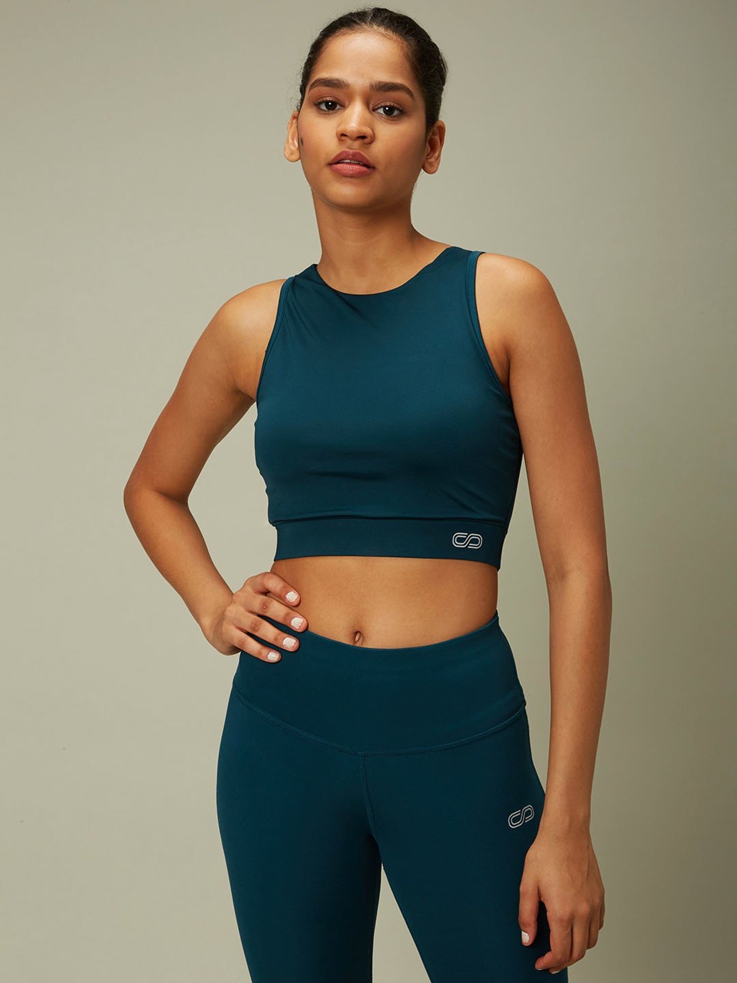 SILVERTRAQ Teal Regular Fit Crop Top