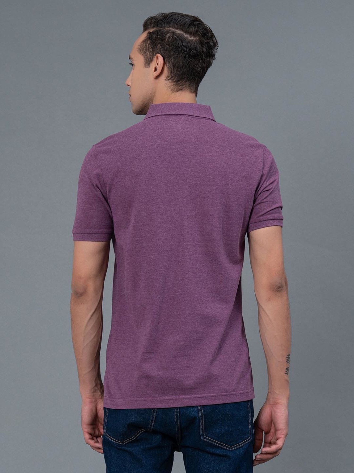 Red Tape Mauve Melange Regular Fit Polo T-Shirt