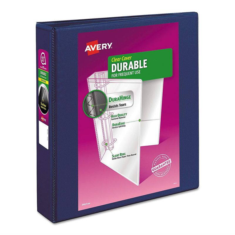 Avery 17024 Durable View Binder w/Slant Rings, 11 x 8 1/2, 1 1/2" Cap, Blue