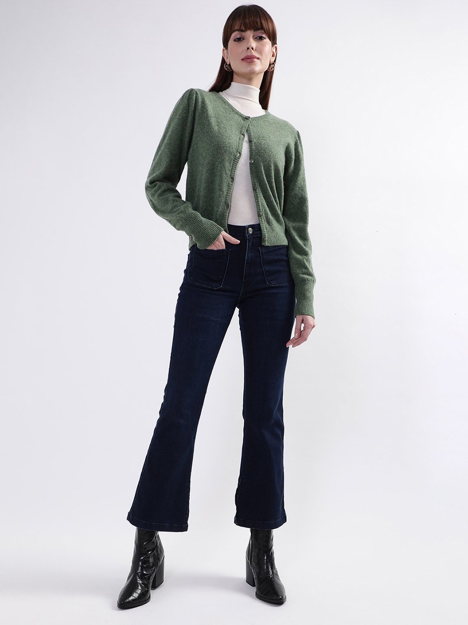 Rooted Green Wool Cardigan