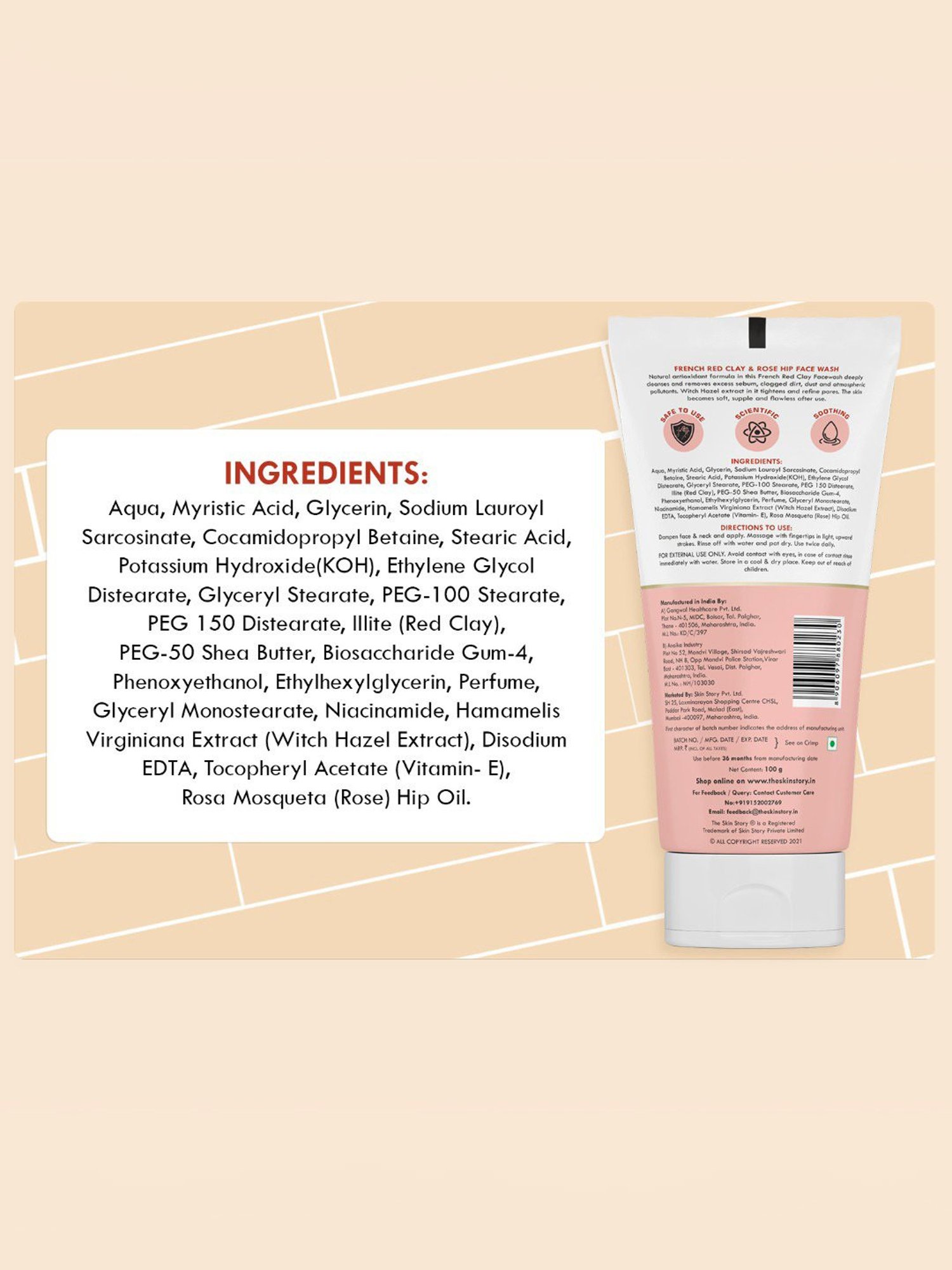 The Skin Story French Red Clay & Rose Hip Oil Control Face Wash - 100 gm