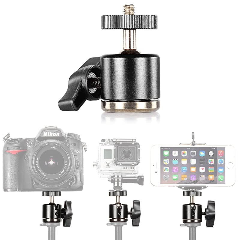 Aluminum Alloy 360 Degree Rotating Swivel Mini Ball Head with 14 38 Thread Base Mount for DSLR Camera Like CanonNikonSonyCamcorderiPhone 6s65S54S4Gopro HD Hero 1233+4