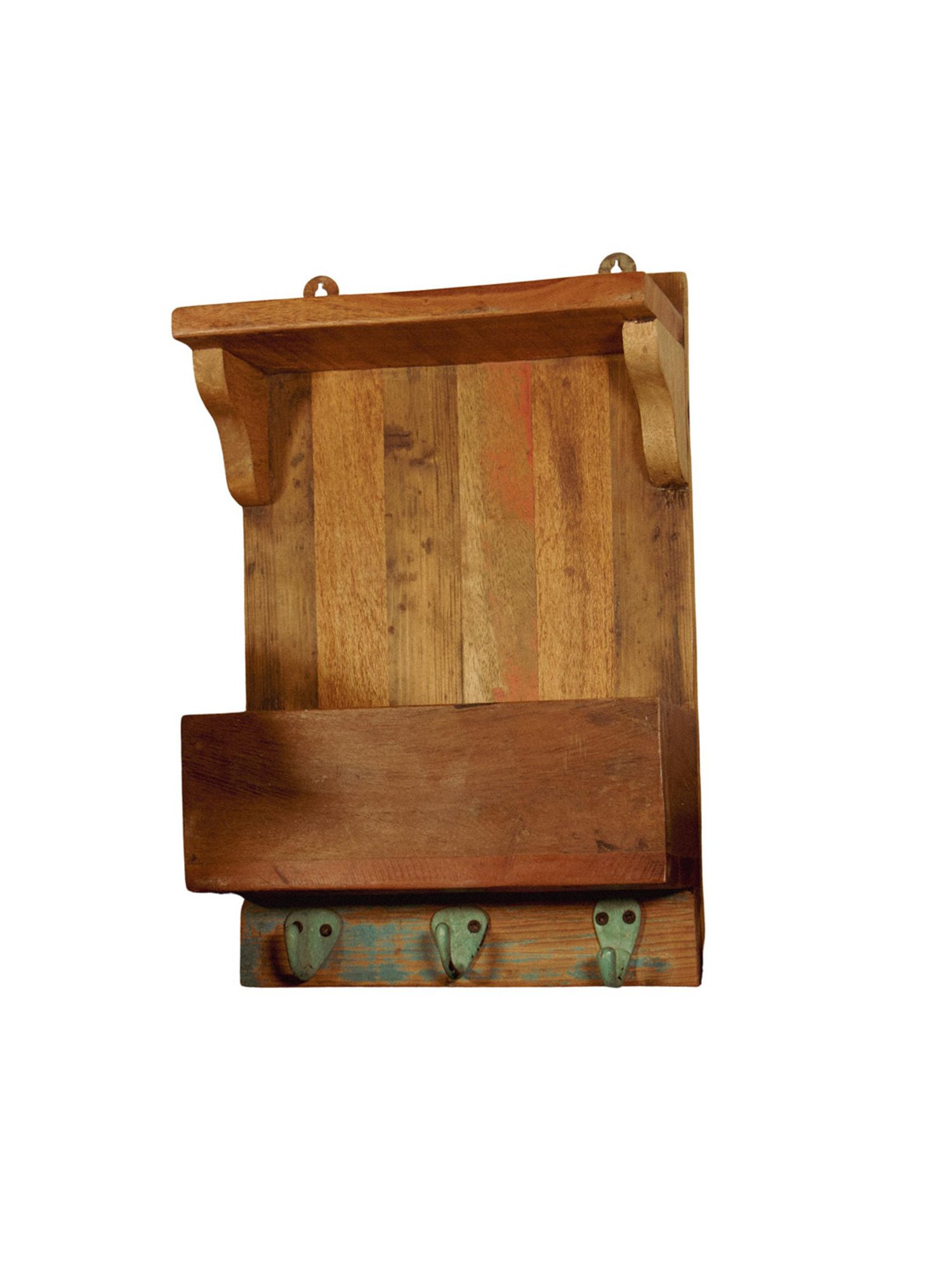 Ambi Wooden Wall-Mounted Storage Rack - Distressed Look