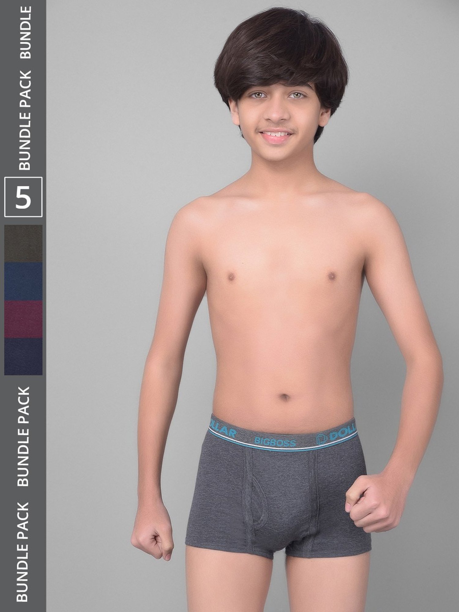 Dollar Bigboss Boys Multicolor Textured Trunks (Pack Of 5)