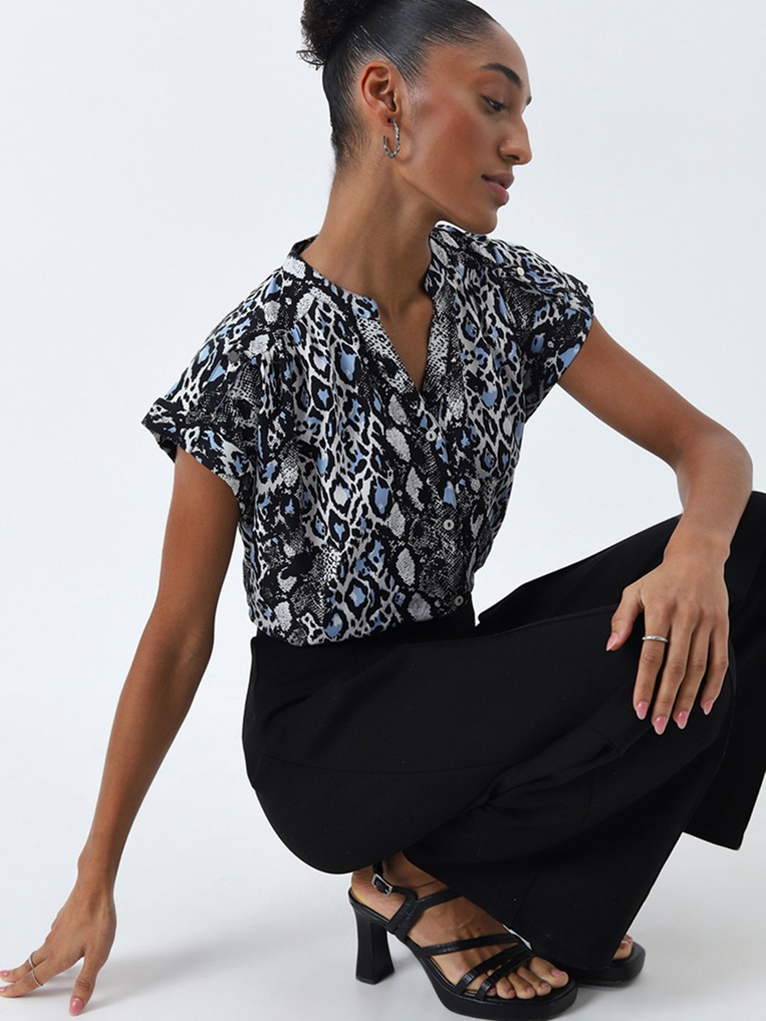 Wardrobe by Westside Black Animal Printed Top