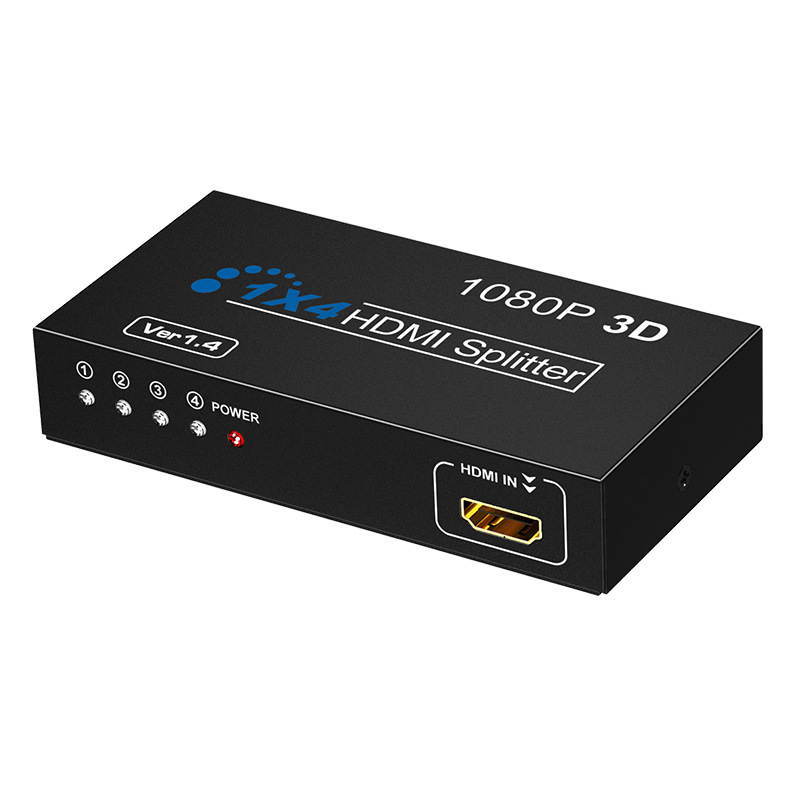 HDMI Video Splitter 1x4 HDMI Splitter 1080P 3D Video Switch 1 in 4 Out Amplifier Display For HDTV DVD PS3/4
