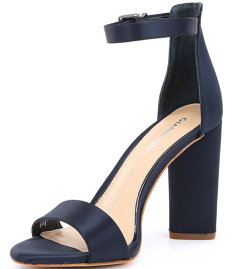 Gianni Bini Joenah Satin Ankle Strap Block Heel Dress Sandals