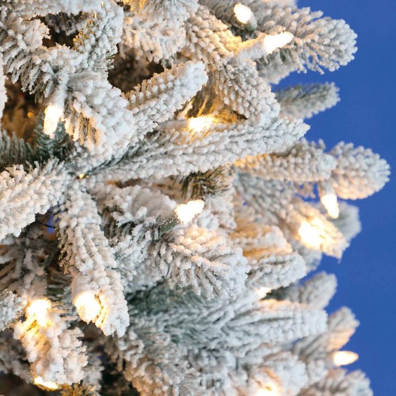 Home Heritage 7 Foot Frosted Alpine Quick Set Flocked Christmas Tree with Lights