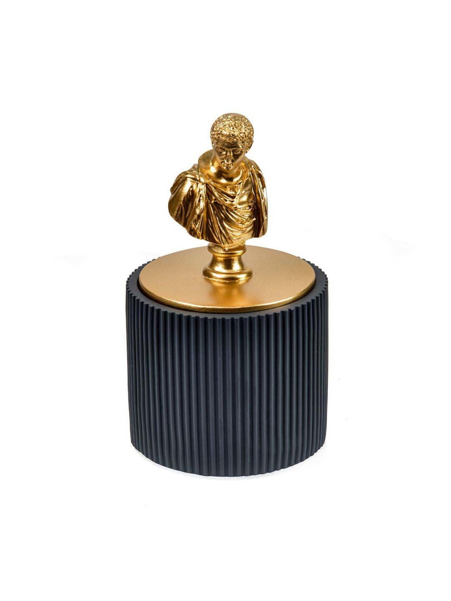 @home Grey & Gold Resin Fluted Design Mini Storage Box Organiser