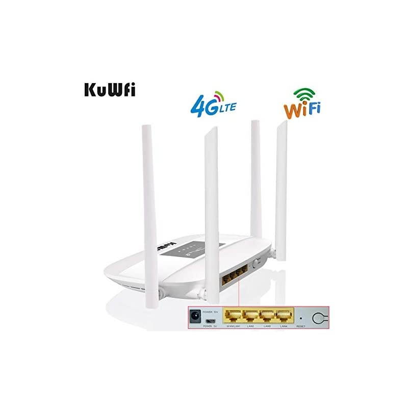 4G LTE CPE Wireless WiFi Internet Router 300Mbps Unlocked with SIM Card Slot with 4pcs Antenna for CA/USA/MX and a Few Central American Countries Not for Verizon SIM Card