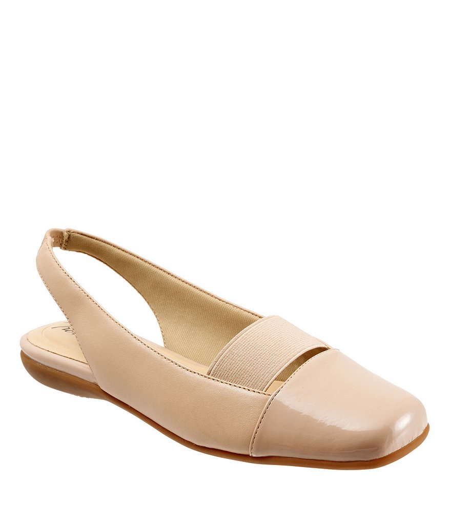 Trotters Sarina Square Cap-Toe Slingback Flats
