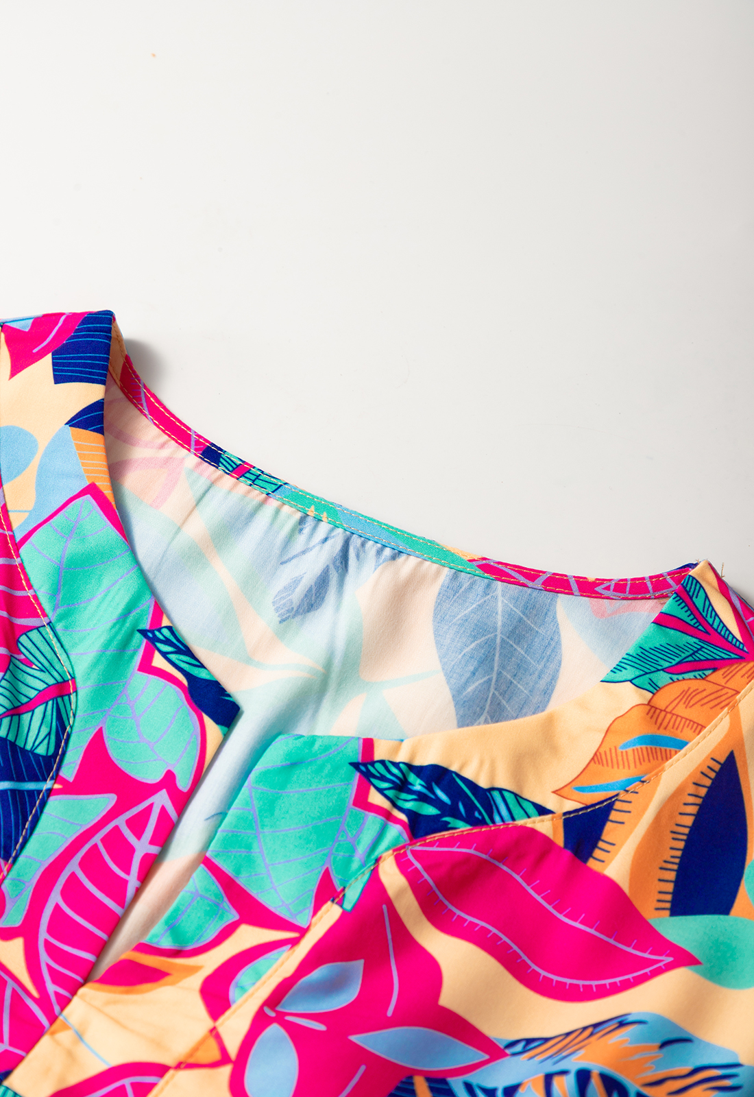 Black Leopard Patchwork Split Neck Ruffle Plus Size Dress