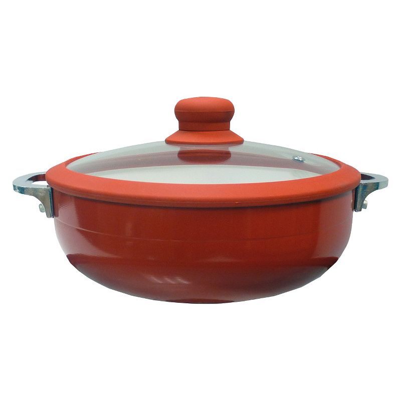 IMUSA 6.9qt Red Ceramic Nonstick Caldero with Glass Lid