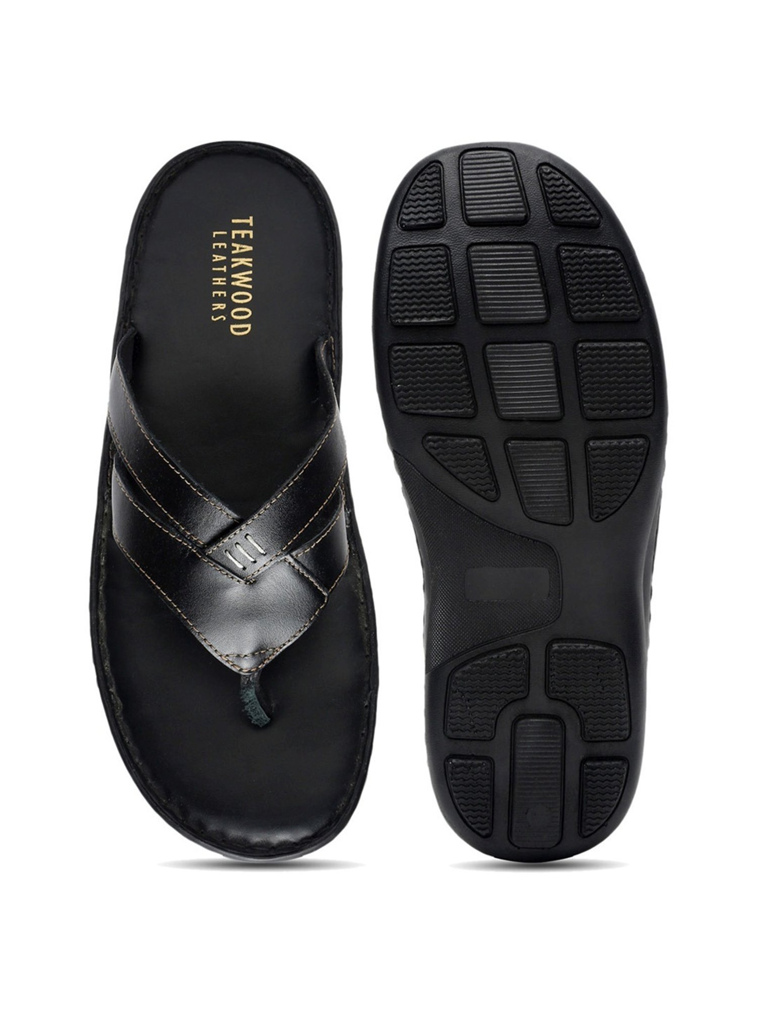 Teakwood Leathers Men's Black Thong Sandals