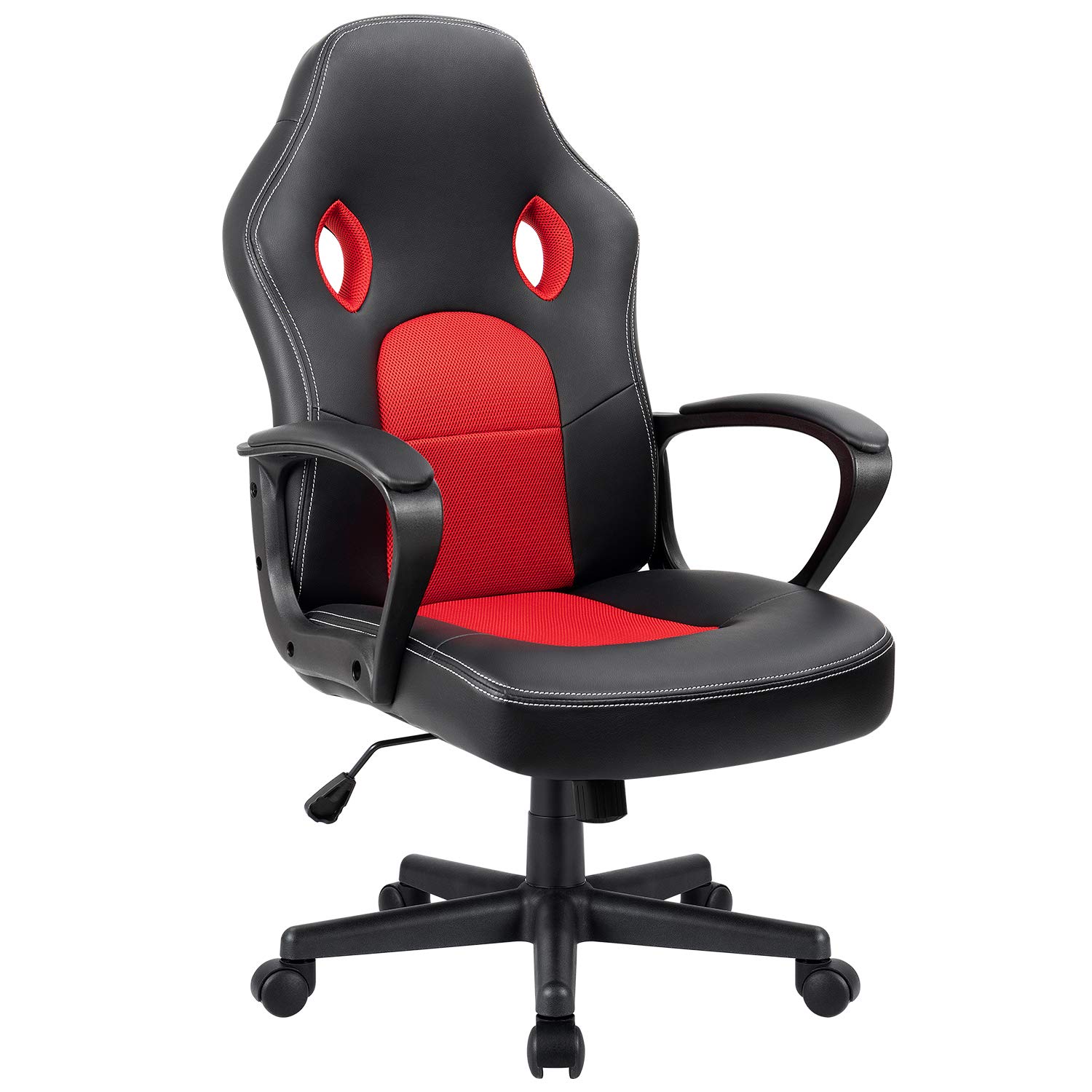 Furmax Office Desk Leather Gaming, High Back Ergonomic Adjustable Racing Task Swivel Executive Computer Chair Headrest and Lumbar Support (Black)