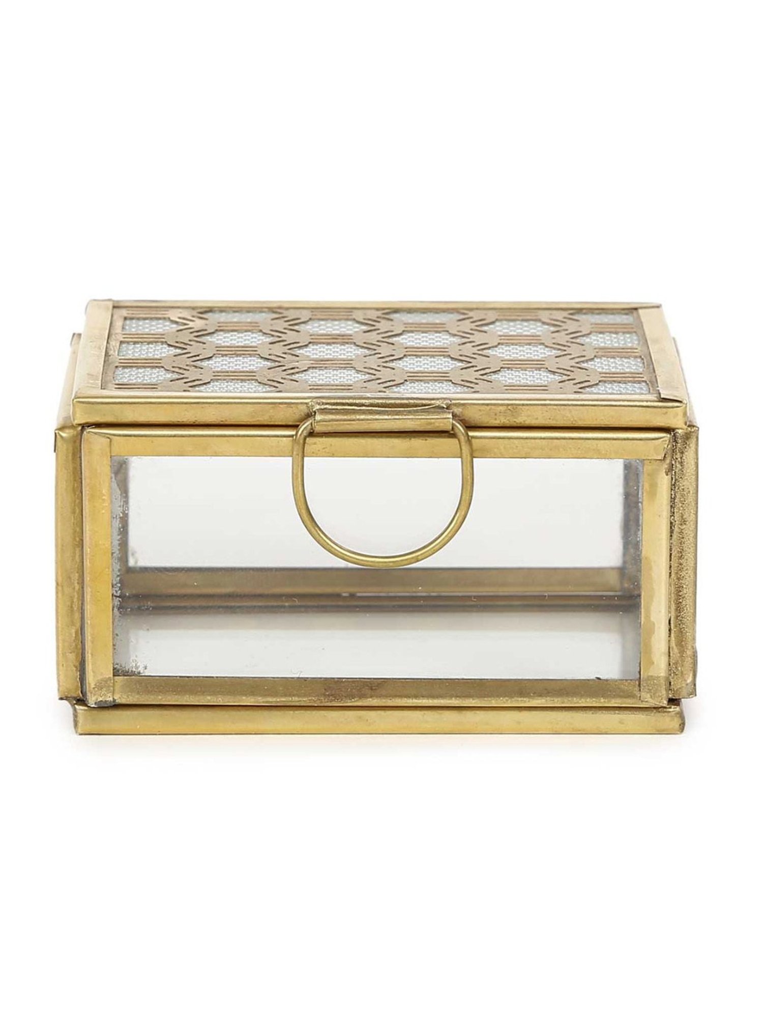 Home4U Gold Glass Small Kaori Antique Box
