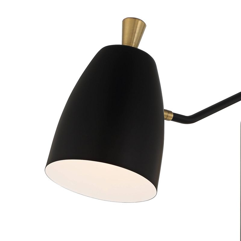360 Lighting Kona Black and Antique Brass Swing Arm Plug-In Wall Lamp