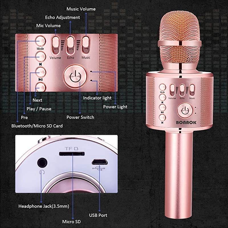 Bluetooth Karaoke Wireless Microphone3in1 Portable Handheld Karaoke Mic Speaker Machine Christmas Birthday Home Party for AndroidiPhonePC or All Smartphone