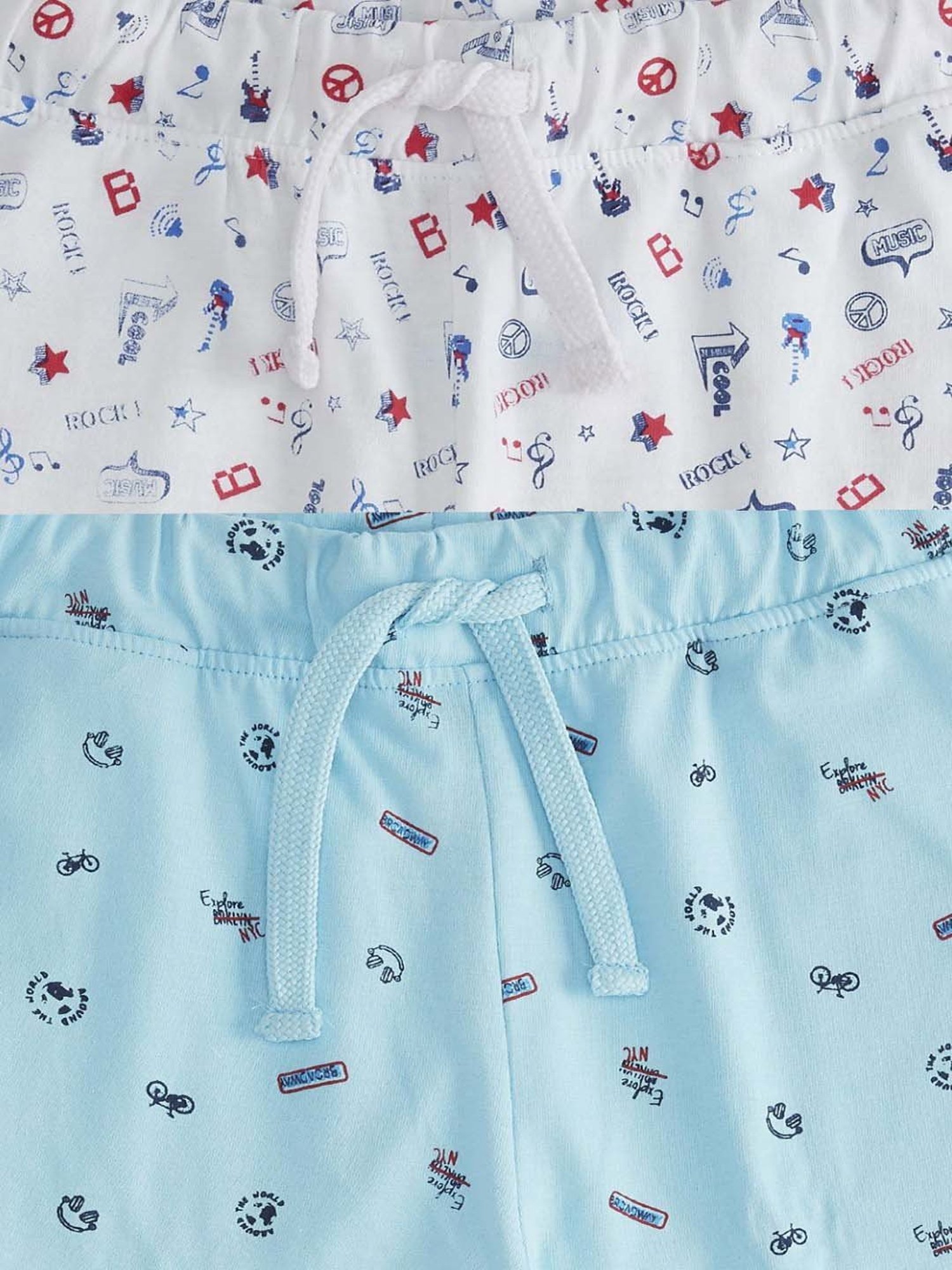Pantaloons Baby Boys Blue & White Cotton Printed Shorts