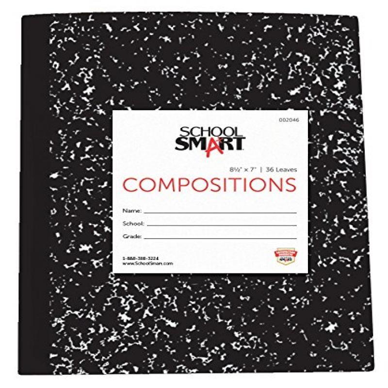 School Smart Marbleback Composition Books - Flexible Cover- 8 1/2 x 7 inches - 36 Sheet Count