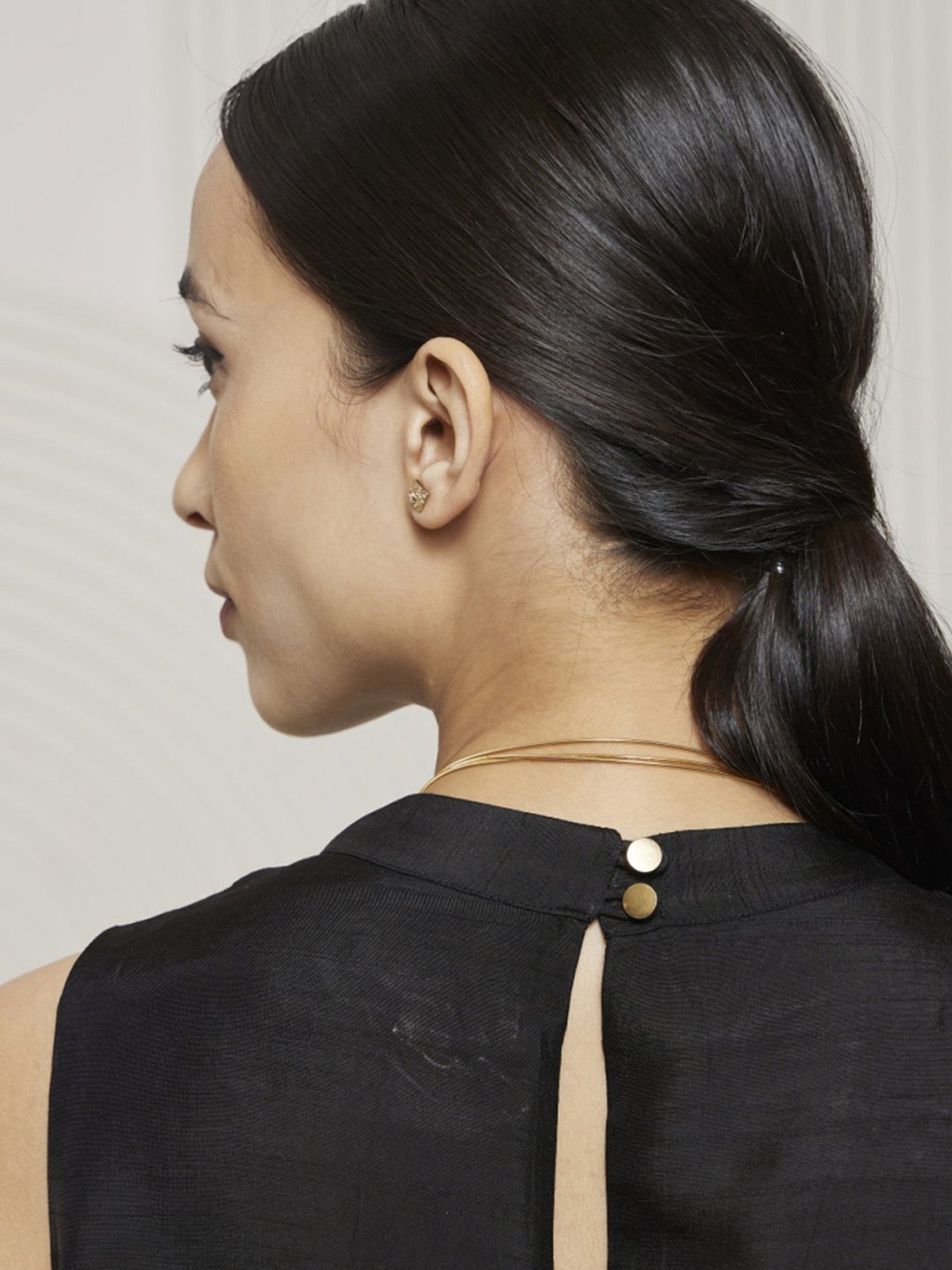 Artagai Jet Set Elevated Basics Band Collar Sleeveless Dress With Curved Hemline