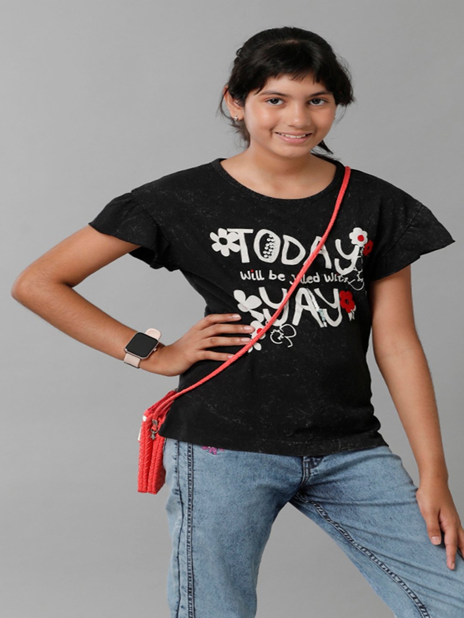 Under Fourteen Only Kids Black Printed Top