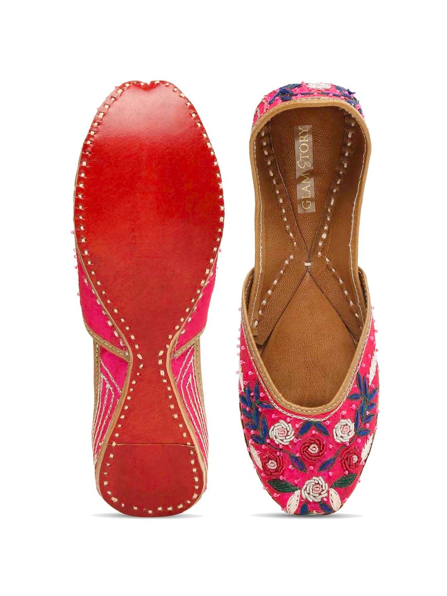 Glam Story Women's Pink Ethnic Juttis