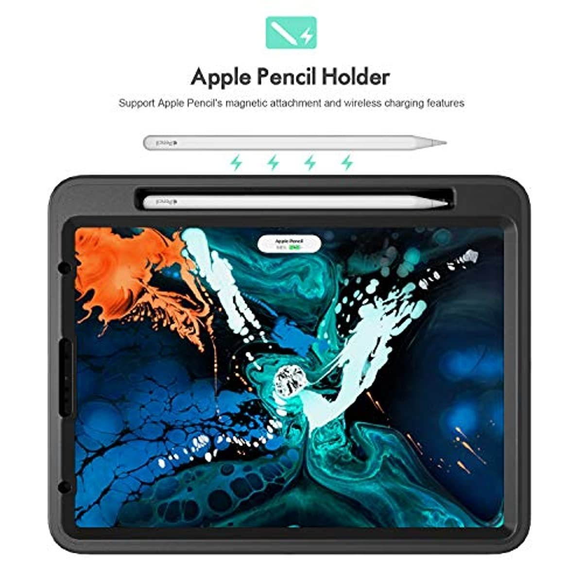 ProCase iPad Pro 11 2018 1st Gen Rugged Case (Old Model A1980 A2013 A1934 A1979), Heavy Duty Shockproof Protective Case with Built-in Kickstand and Pencil Holder for iPad Pro 11" 2018 -Black