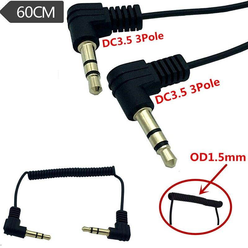 0.6m 1/8" Stereo 3.5mmmale to MaleM/M90 Degree Plug  Audio Coiled Spiral Connect Cable Cord