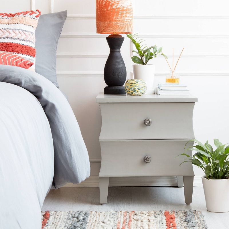 Arlan Side Table with 2 Drawers Gray - Adore Decor