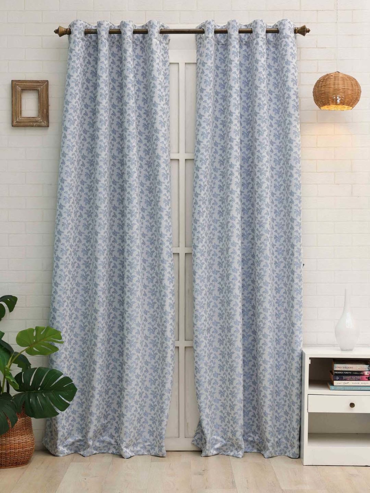 Ariana Wisp Powder Blue Polyester 5ft Window Eyelet Curtain