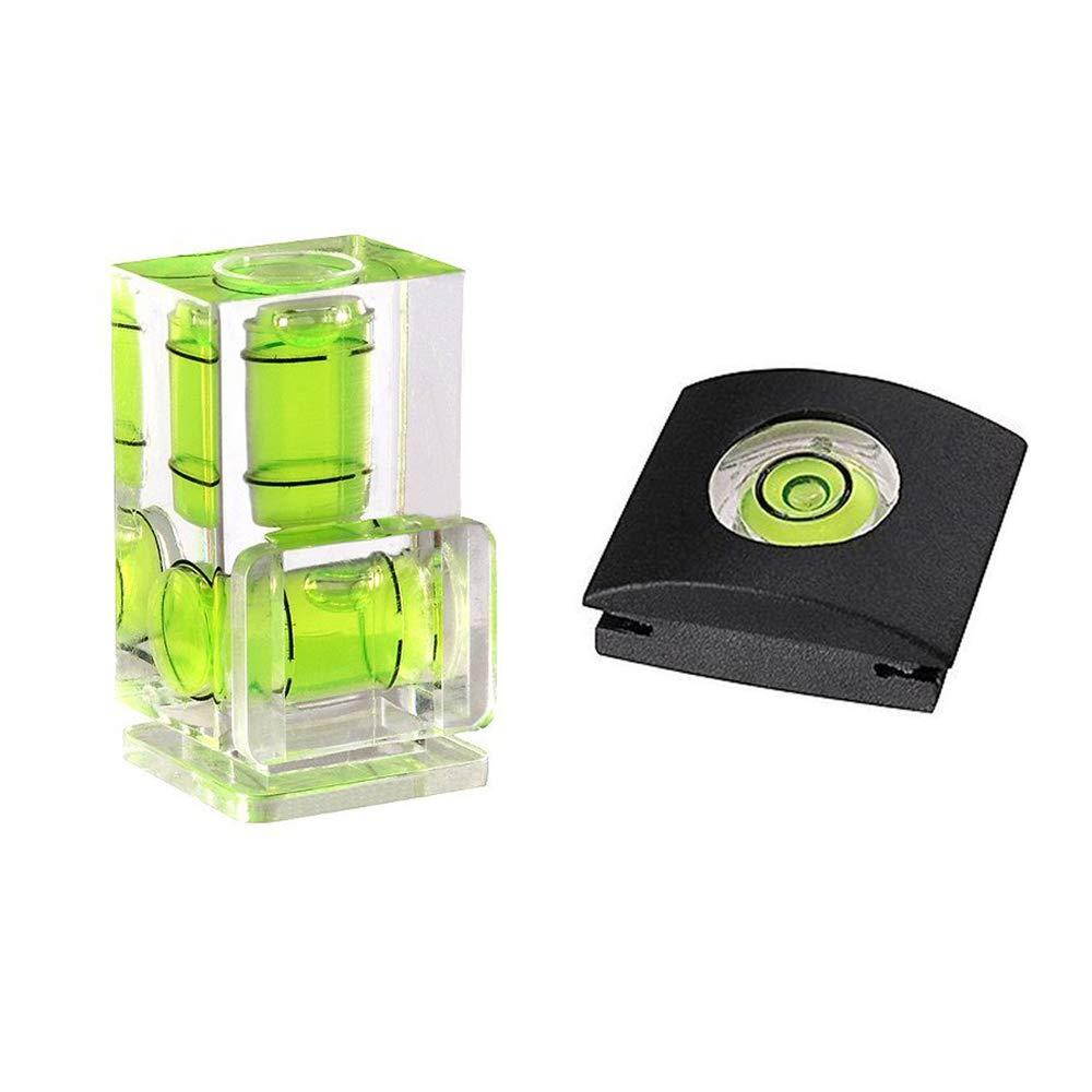 Camera Level Hot Shoe Bubble Level Hot Shoe Cover w/Standard Shoe Mount for Sony A6000 A6300 Canon Nikon Panasonic [Combo Pack -2 Axis and 1 Axis]