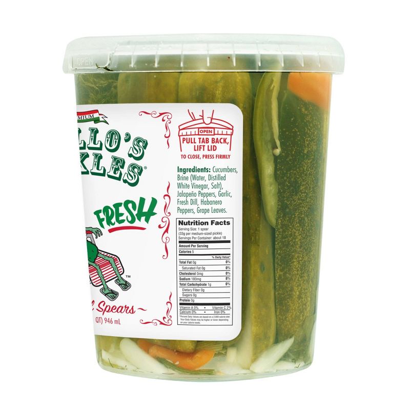 Grillo's Pickles Hot Italian Dill Spears - 32oz