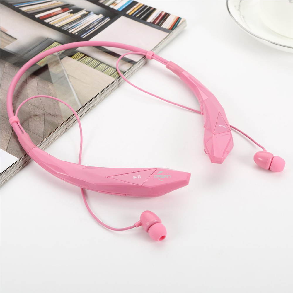 Wireless Bluetooth 4.0 Stereo APT-X Magnetic Headset Sports Running Gym Exercise Neckband Earbuds Headphone with Microphone for iPhone, Samsung Android, Tablets, Other Bluetooth Device-Pink