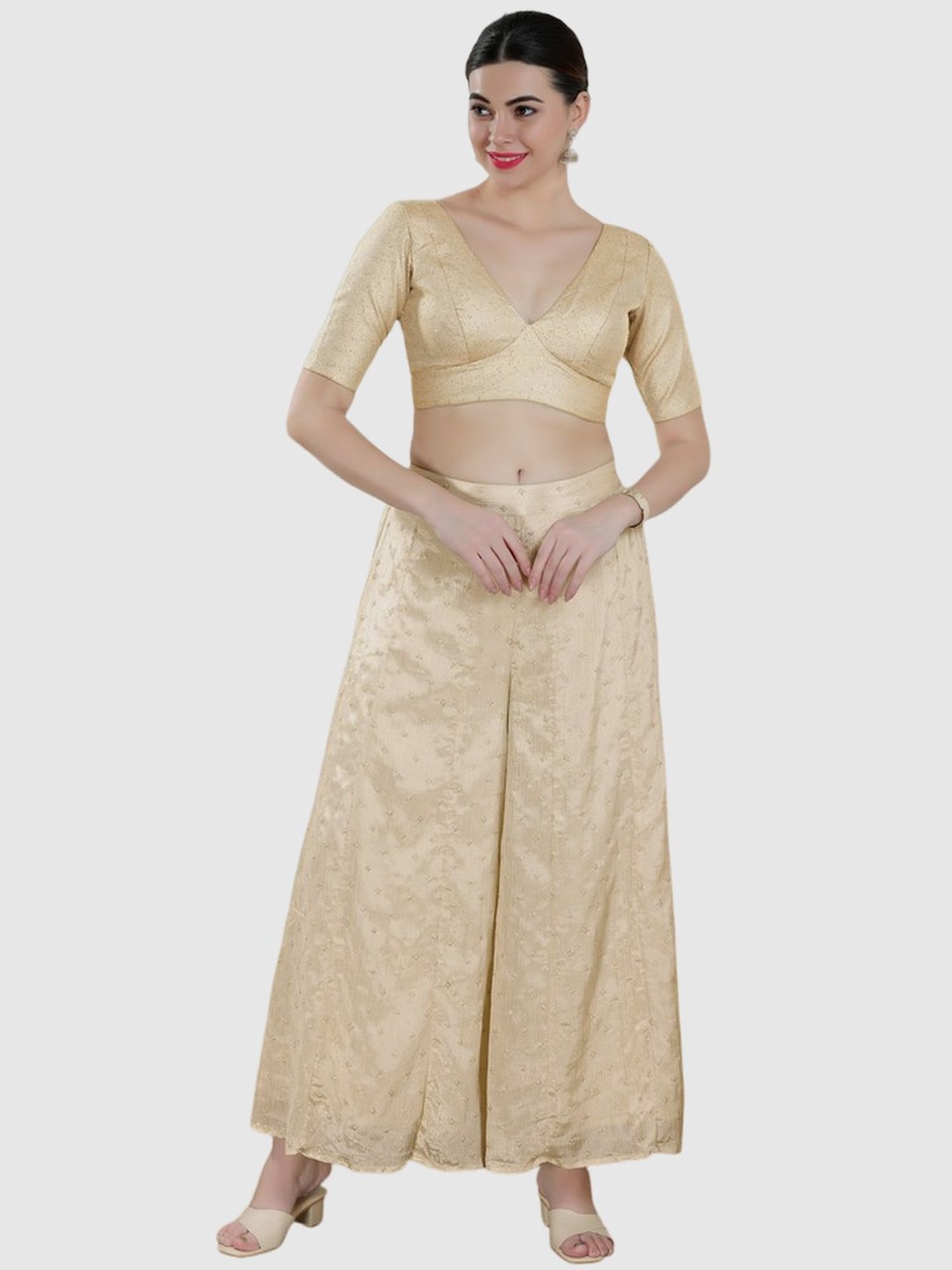 Salwar Studio Beige Embellished Blouse