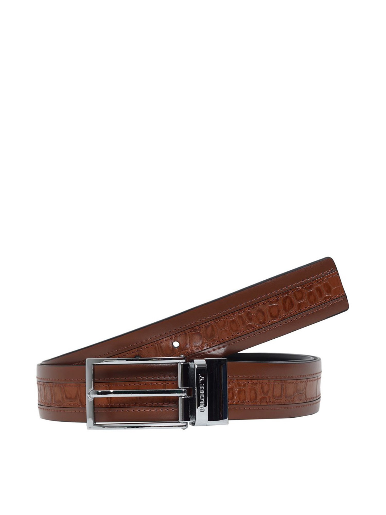 Bulchee Black & Brown Leather Textured Reversible Belt