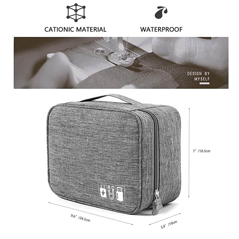 Organizer, Electronic Accessories Double Layer Travel Cable Organizer Cord Storage Bag for Cables, iPad (Up to 9.7''), Charger, Phone, USB, SD Card(Black)