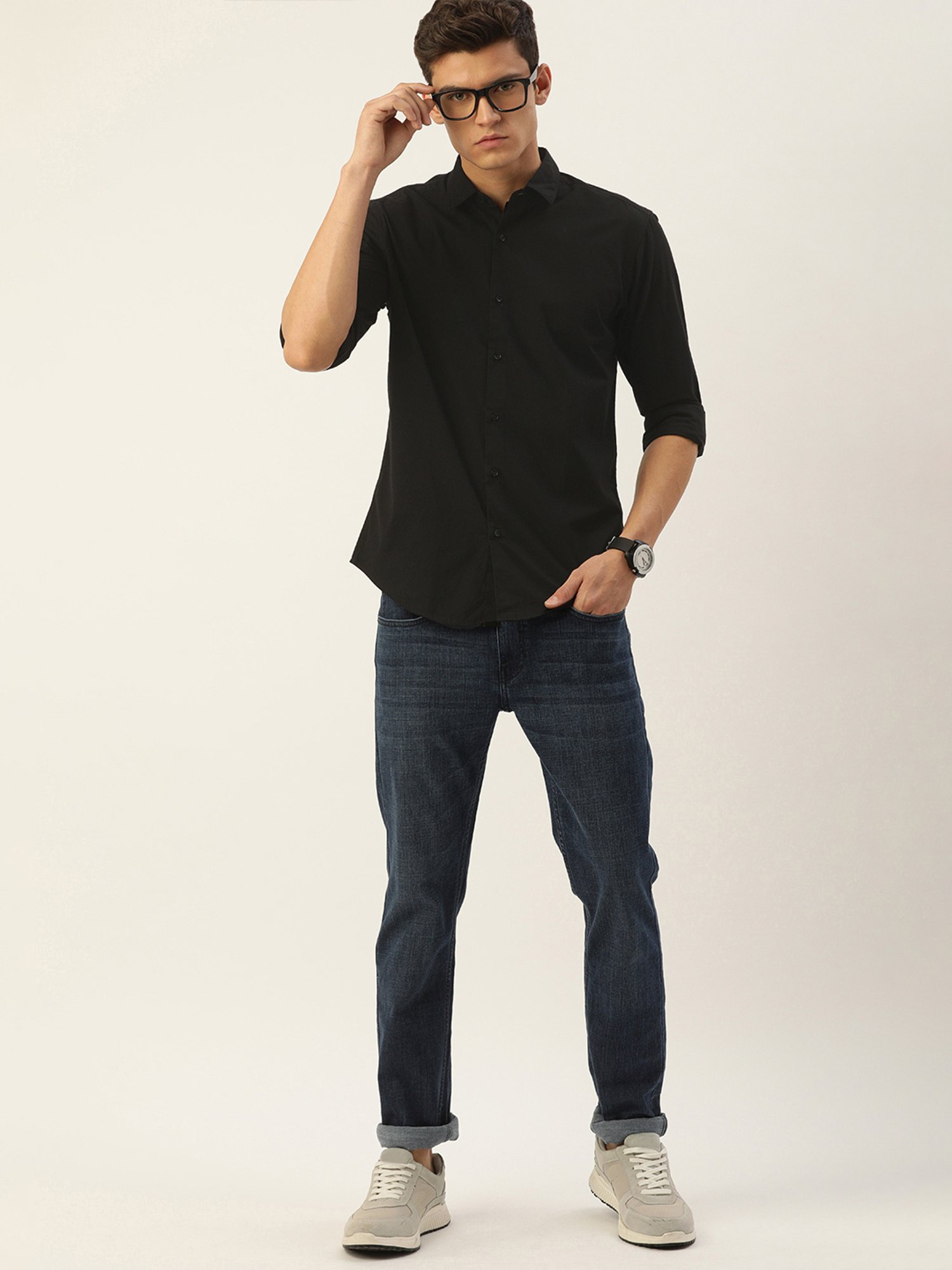 IVOC�Black Slim Fit Cotton Shirt