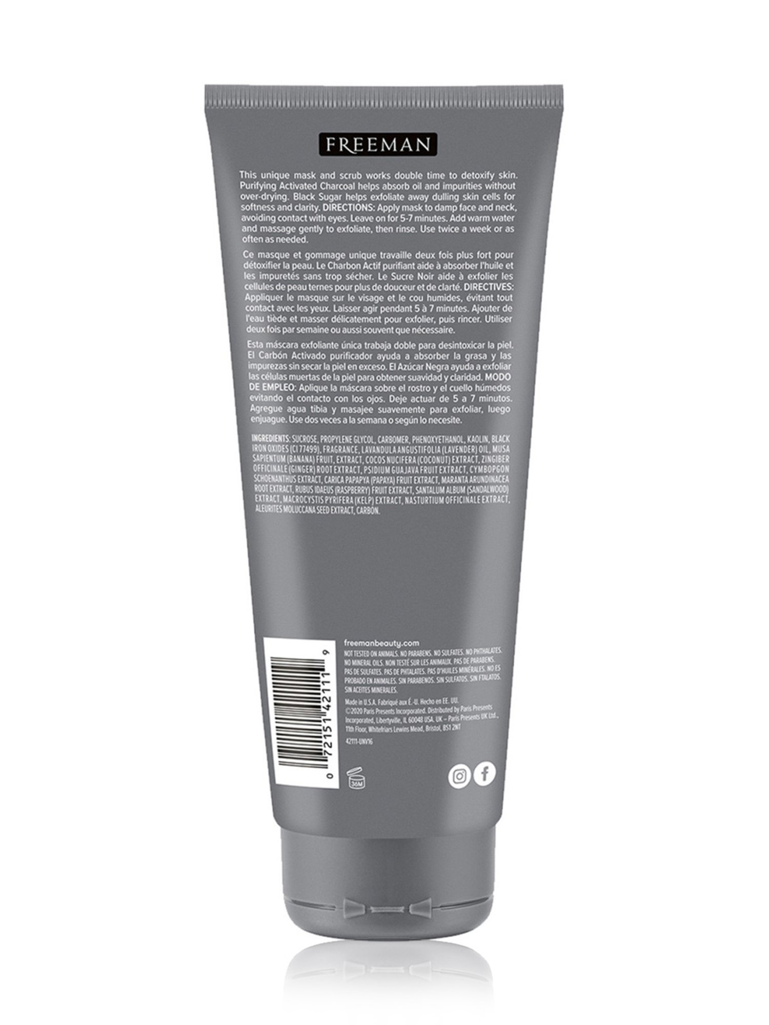 FREEMAN Charcoal + Black Sugar Exfoliating Gel Mask + Scrub - 175 ml