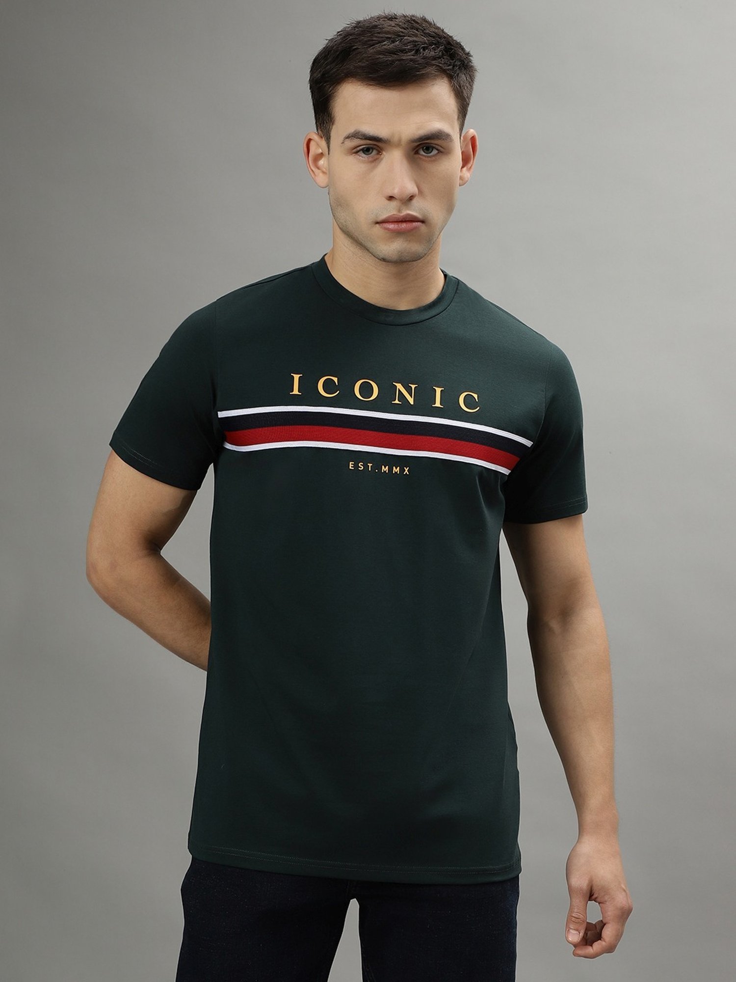 Iconic Men Graphic Print Regular Fit Cotton T-shirt