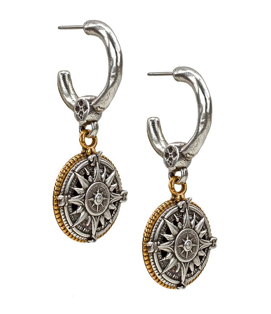 Patricia Nash The Hoop Compass Charm Earrings