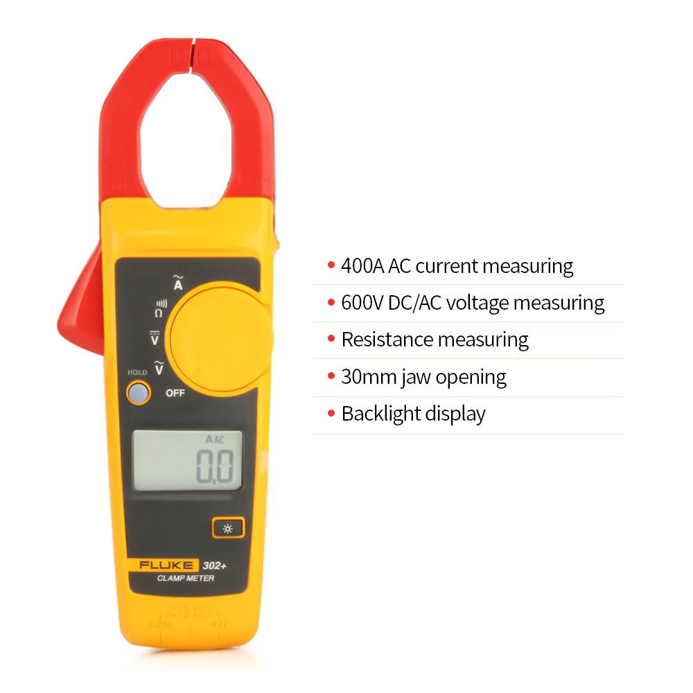 FLUKE F302+ Handheld Clamp Meter LCD Display Digital Clamp Multimeter Clamp Type Universal Meter Ammeter AC/DC Voltage Meters 400A AC Current 600V DC/AC Voltage Clamp Meter