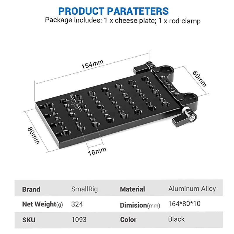 Multi-Purpose Cheese Plate Mounting Plate with Dual Rod Clamp - 1093